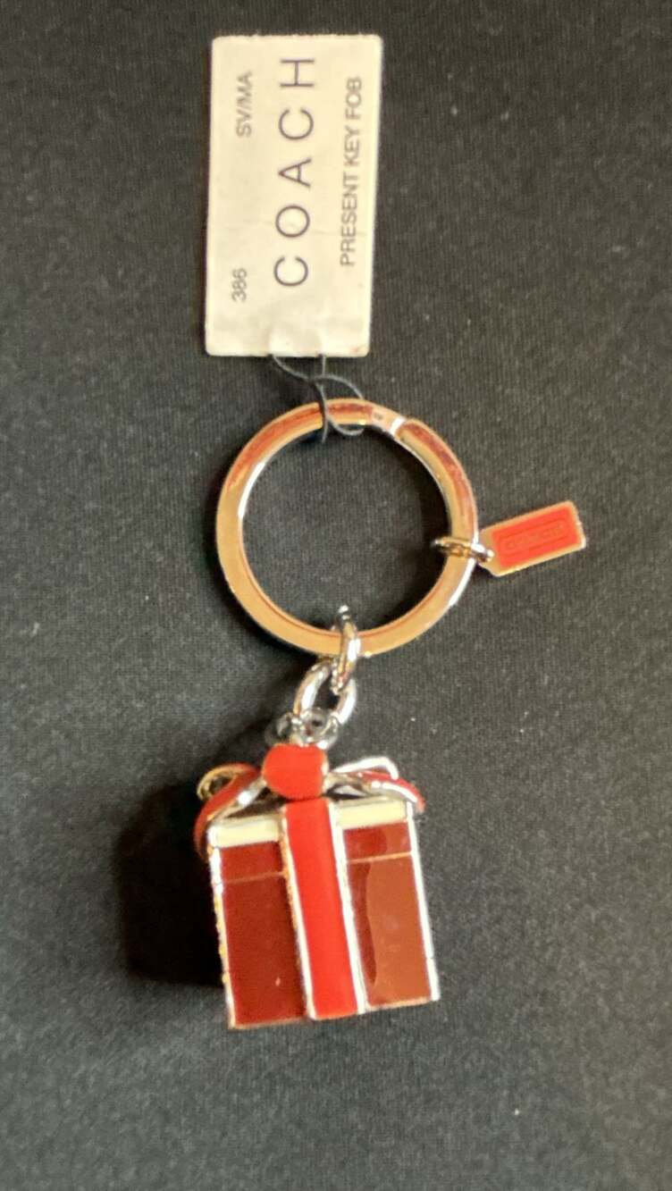 Coach Present Key Fob Red Gift Box Keychain Charm